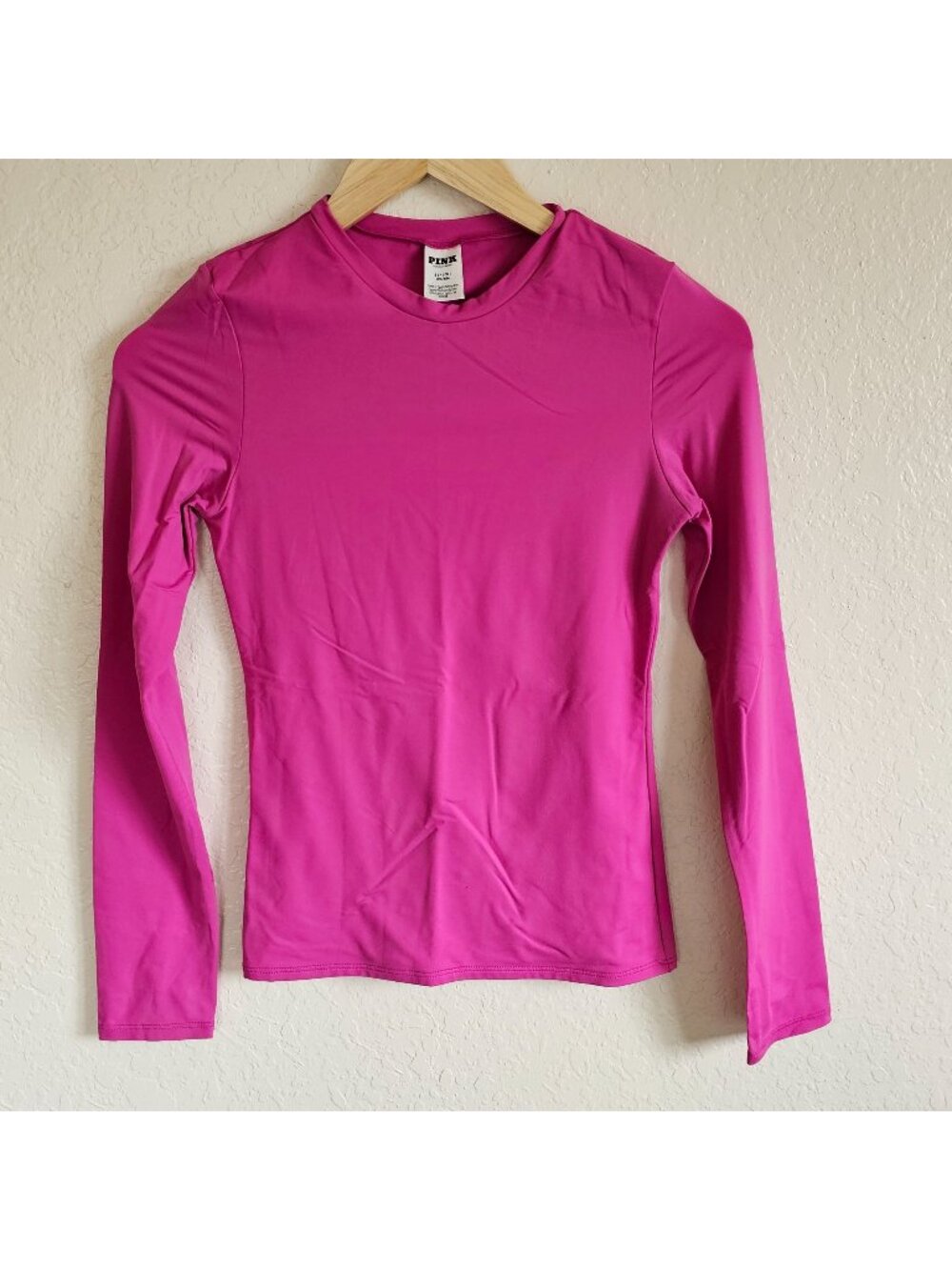 Victorias Small Secret Pink Womens Long Sleeve Fitted Crewneck Shirt